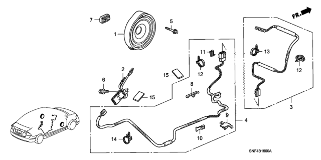 2007 Honda Civic 4 Door GX KA 5AT Antenna - Speaker Diagram