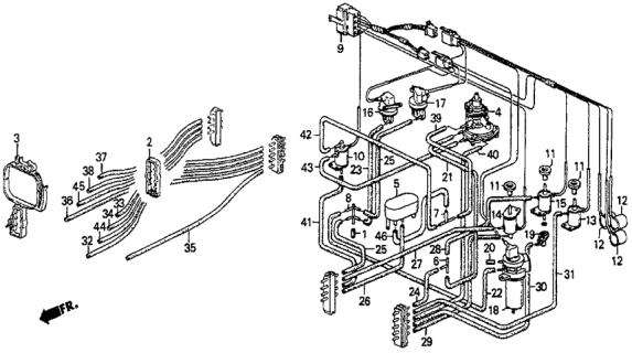 1983 Honda Prelude 2 Door DX KH 5MT Tubing Diagram