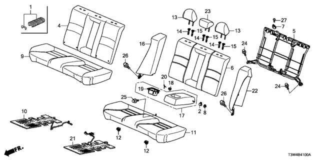 2017 Honda Accord Hybrid Center Armrest (Cashmere Ivory) Diagram for 82180-T3W-A41ZC
