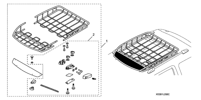 2020 Honda Ridgeline Roof Basket Diagram