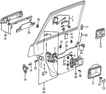 1983 Honda Accord Lock Assembly, Right Rear Door Diagram for 76410-SA6-921