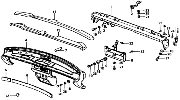 1979 Honda Civic 2 Door ** (1200) ** 4MT Instrument Panel Diagram