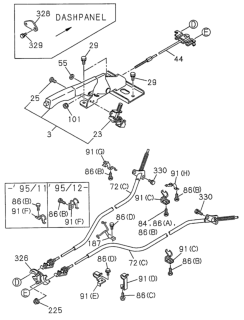 1994 Honda Passport Cable, Driver Side Parking Brake Diagram for 8-97064-240-5