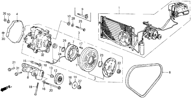 1987 Honda Civic Air Conditioner Diagram for 38000-SB3-680