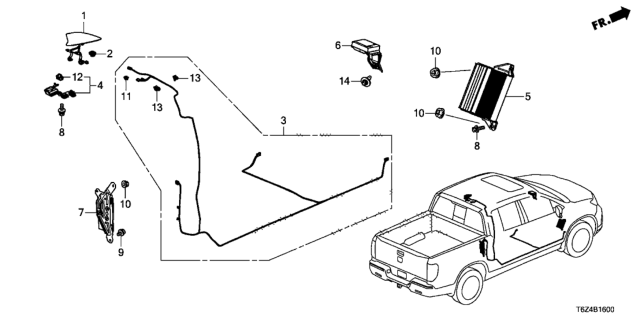 2017 Honda Ridgeline 4 Door RTL (2WD) KA 6AT Antenna Diagram