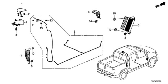 2020 Honda Ridgeline FEEDER, ANTENNA MAIN Diagram for 39165-T6Z-C01