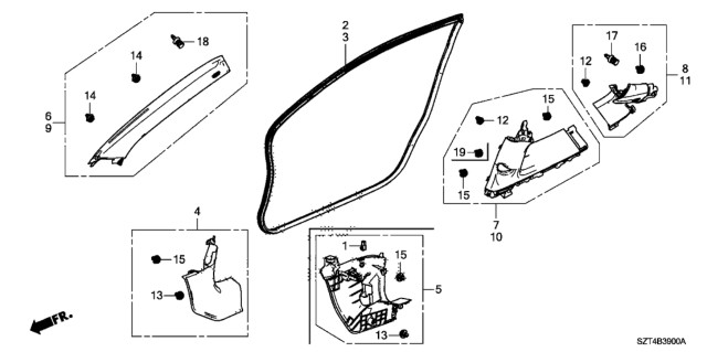 2012 Honda CR-Z Garnish Assy., L. FR. Pillar *NH643L* (LIGHT GRAY) Diagram for 84151-SZT-G01ZA