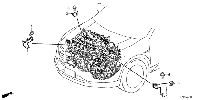 2013 Honda Crosstour 5 Door EXL (4WD) KA 6AT Engine Wire Harness Stay (V6) Diagram