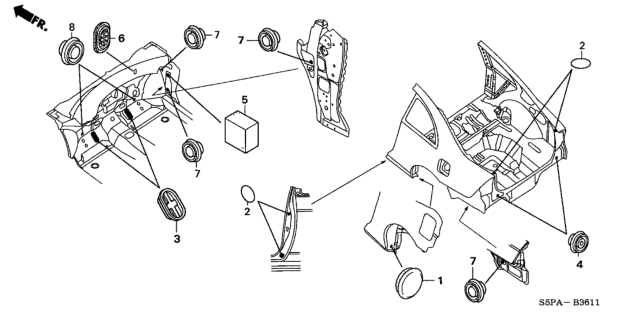 2005 Honda Civic Grommet (Rear) Diagram