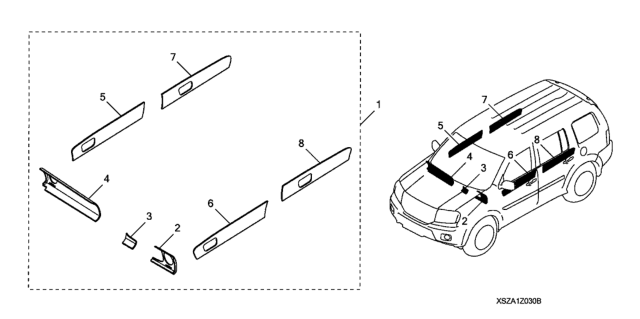 2010 Honda Pilot 5 Door EX (2WD) KA 5AT Wood Trim Diagram