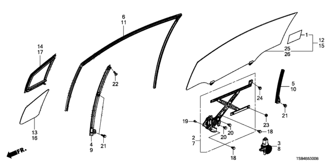 2013 Honda Civic Door Window - Regulator Diagram