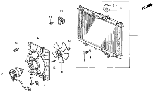 1998 Honda Odyssey 5 Door LX (6 SEATS) KA 4AT Radiator Diagram