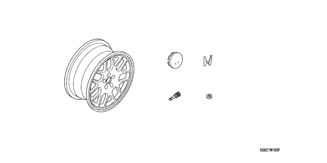 2003 Honda Accord Chrome Wheel (16" Multi Spoke) Diagram