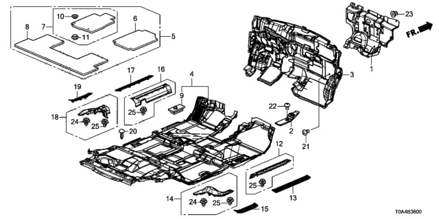 2014 Honda CR-V Floor Mat, R. FR. *NH661L* (GRAY) Diagram for 83601-T0G-A01ZB