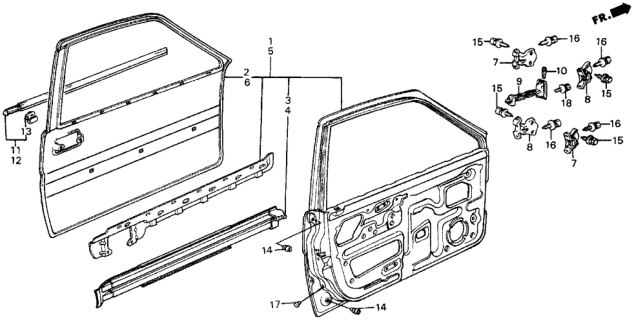 1987 Honda Civic Front Door Panels Diagram