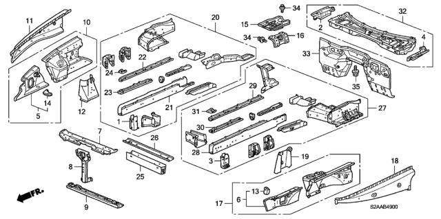 2009 Honda S2000 Stiffener, L. FR. Side (B) Diagram for 60921-S2A-300ZZ