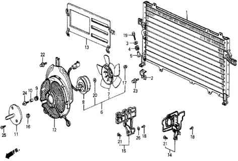 1987 Honda Civic 5 Door 4WD KA 5MT A/C Condenser (Keihin) Diagram