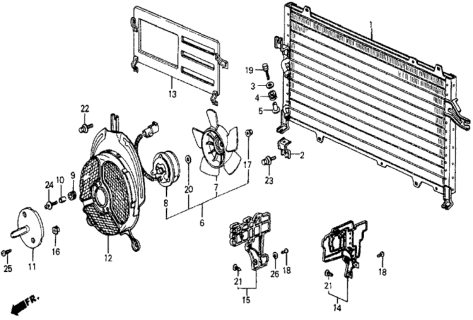 1987 Honda Civic A/C Condenser (Keihin) Diagram