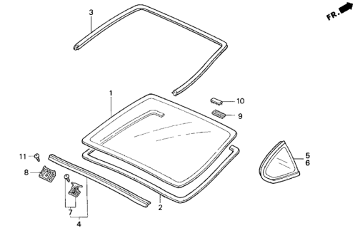 1995 Honda Prelude Rubber, RR. Windshield Dam Diagram for 73225-SS0-A01