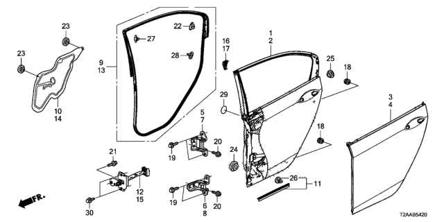 2017 Honda Accord Checker, Right Rear Door Diagram for 72840-T2F-A11