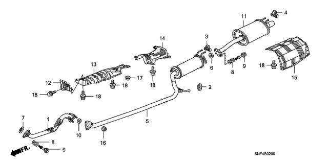 2011 Honda Civic 4 Door GX KA 5AT Exhaust Pipe - Muffler Diagram