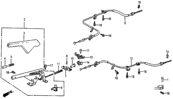 1987 Honda Prelude Wire A, Passenger Side Parking Brake Diagram for 47510-SF0-013
