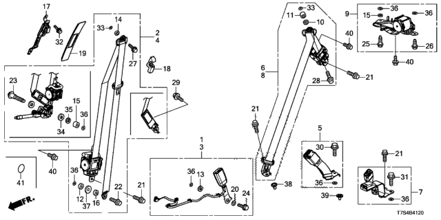 2018 Honda HR-V Seat Belts Diagram