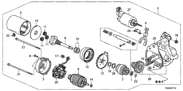 2012 Honda Accord Starter Motor (Denso) (V6) Diagram