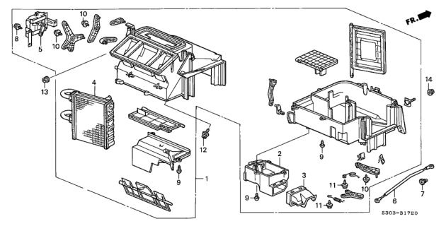 1997 Honda Prelude Heater Unit Diagram for 79100-S30-A01