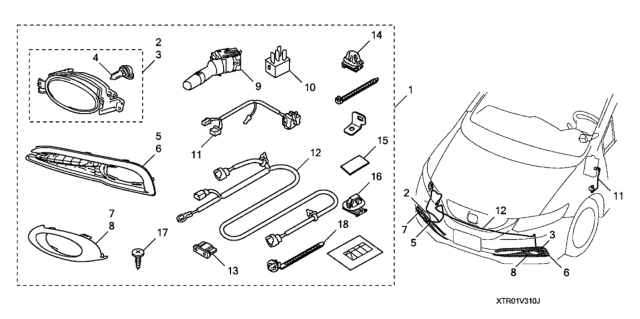 2014 Honda Civic Switch Assembly, Lighting&Tur Diagram for 35255-T2A-X42