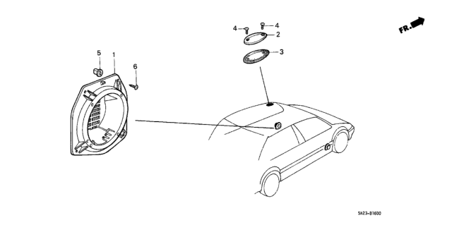 1988 Honda CRX Speaker Seal Bracket Diagram