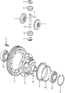 1980 Honda Prelude Pinion, Differential Diagram for 41341-634-020