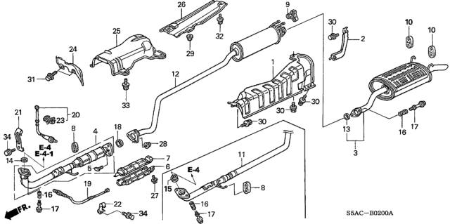 2005 Honda Civic Exhaust Pipe - Muffler Diagram