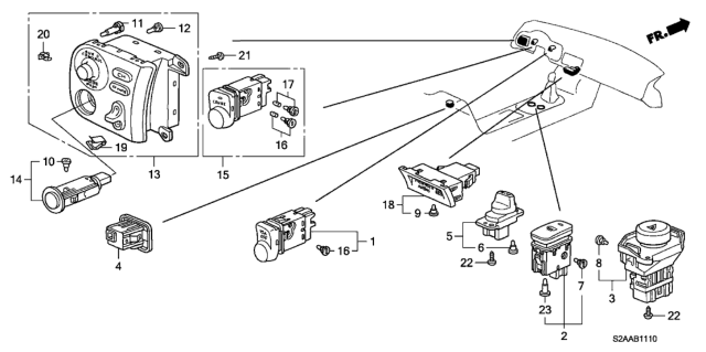 2008 Honda S2000 2 Door CR (WITH AC) KA 6MT Switch Diagram