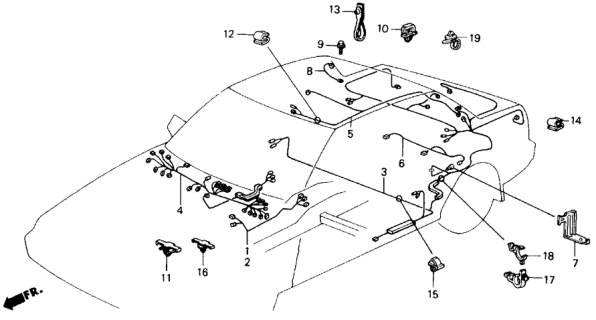 1989 Honda Accord Wire, AT Diagram for 32105-SE0-A10