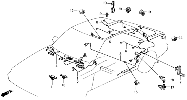 1989 Honda Accord Wire Harness, RR. Diagram for 32107-SG7-A00