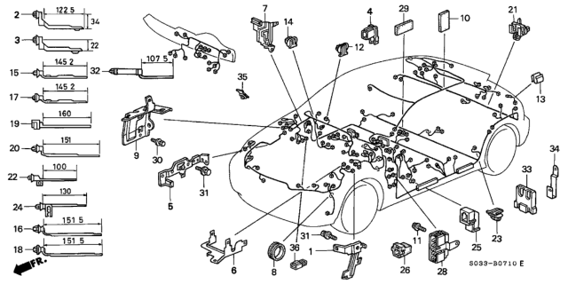 1998 Honda Civic 3 Door CX KA 4AT Harness Band - Bracket Diagram