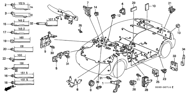 1996 Honda Civic Harness Band - Bracket Diagram