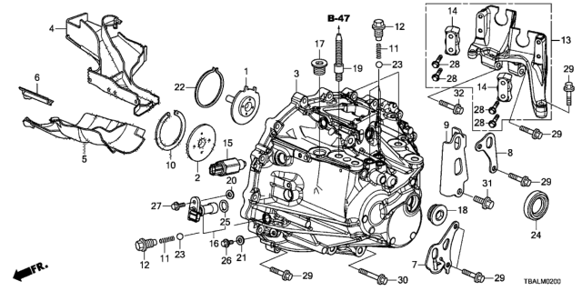 2020 Honda Civic MT Transmission Case Diagram