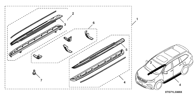 2016 Honda Pilot Running Boards - Premium (Chrome) Diagram