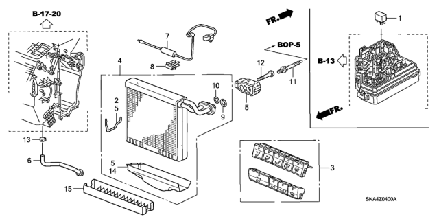 2006 Honda Civic 4 Door DX KA 5MT A/C Cooling Unit Diagram