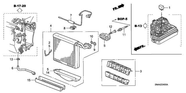 2006 Honda Civic A/C Cooling Unit Diagram