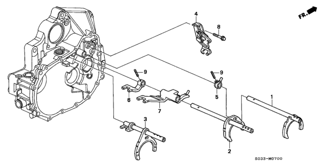 1999 Honda Civic MT Shift Fork - Fork Shaft Diagram