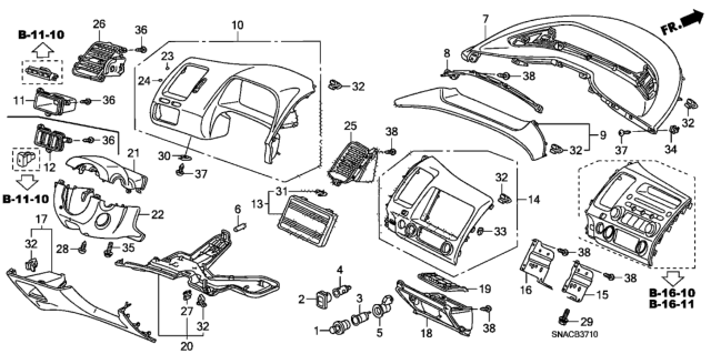 2011 Honda Civic 4 Door LX KA 5MT Instrument Panel Garnish (Driver Side) Diagram