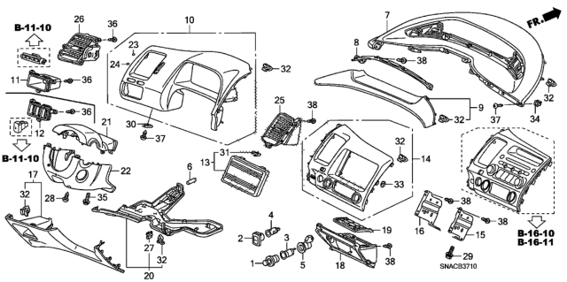 2011 Honda Civic Pocket, Garnish *NH167L* (GRAPHITE BLACK) Diagram for 77225-SNA-A01ZA