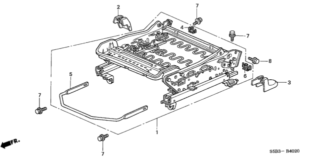 2004 Honda Civic 4 Door MX (HYBRID) KL 5MT Front Seat Components (Passenger Side) Diagram