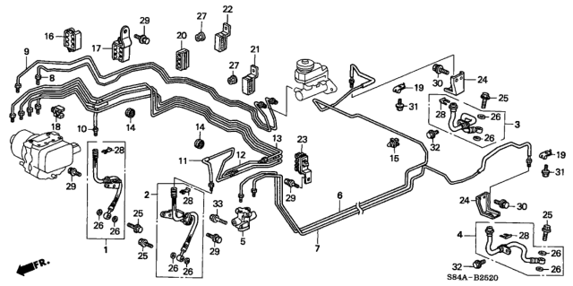 2002 Honda Accord Brake Lines (V6) (ABS) Diagram