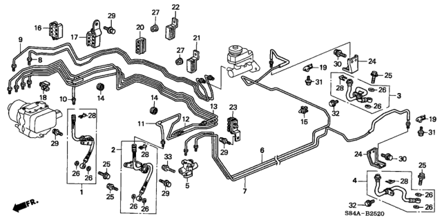 2002 Honda Accord Clip, Brake Pipe Diagram for 46392-S0K-A50