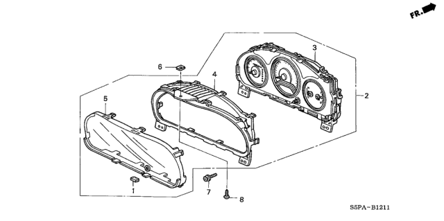 2005 Honda Civic Meter Assembly, Combination Diagram for 78100-S5P-L72