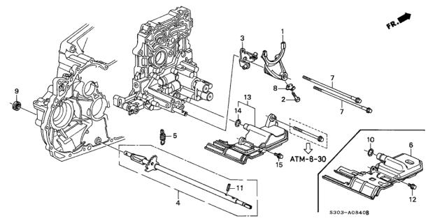 1999 Honda Prelude AT Shift Fork Diagram